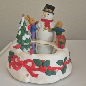 Vintage Christmas Ceramic Musical Snowman Holiday
